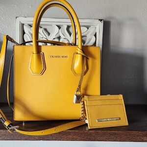 Michael Kors leather crossbody in a sunny mustard yellow